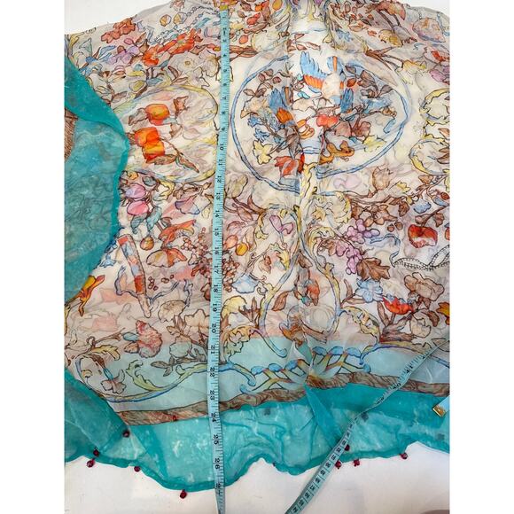 Soft Surroundings Sheer Open Front Flowy Jacket/Tunic:Cover Up Beaded Hem Sz S/M - Picture 12 of 15